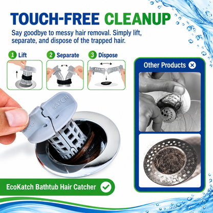 Stone Gray EcoKatch bathtub drain hair catcher – detail view 4