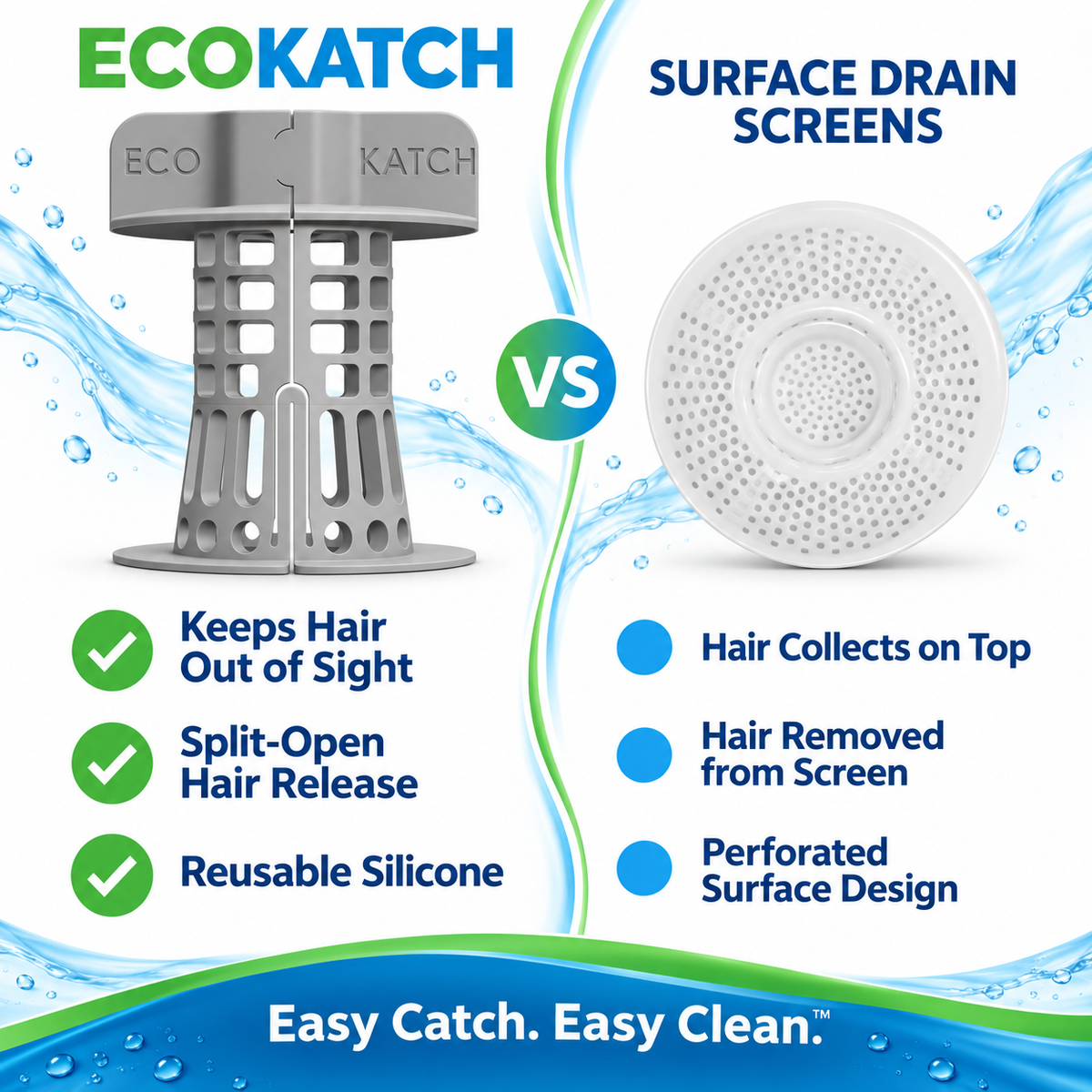 Stone Gray EcoKatch bathtub drain hair catcher – detail view 7