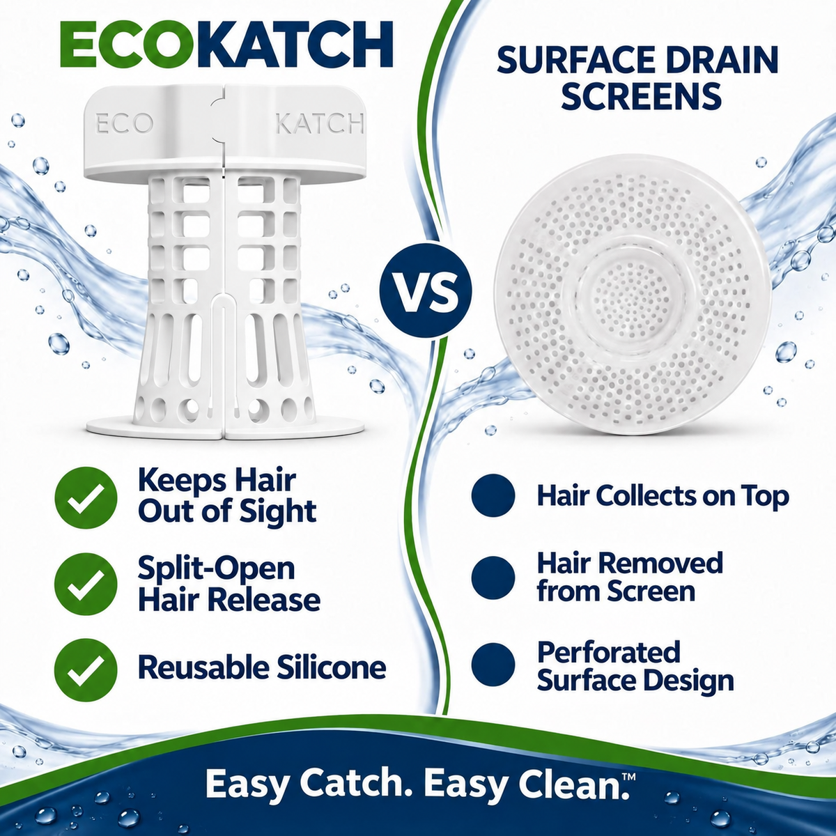 Polar White EcoKatch bathtub drain hair catcher – product photo 3
